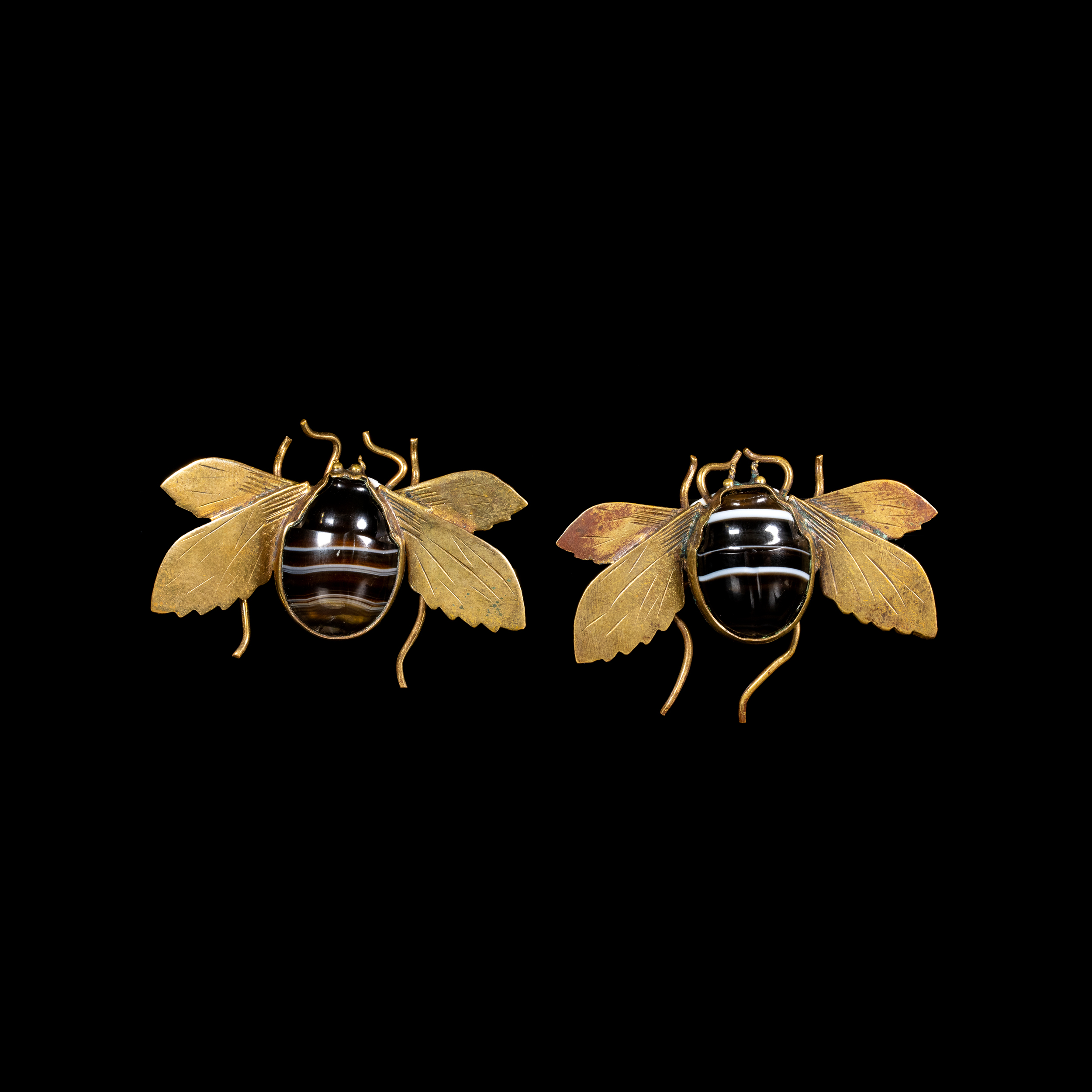 A Pair of Victorian Beetles studs/brooch.